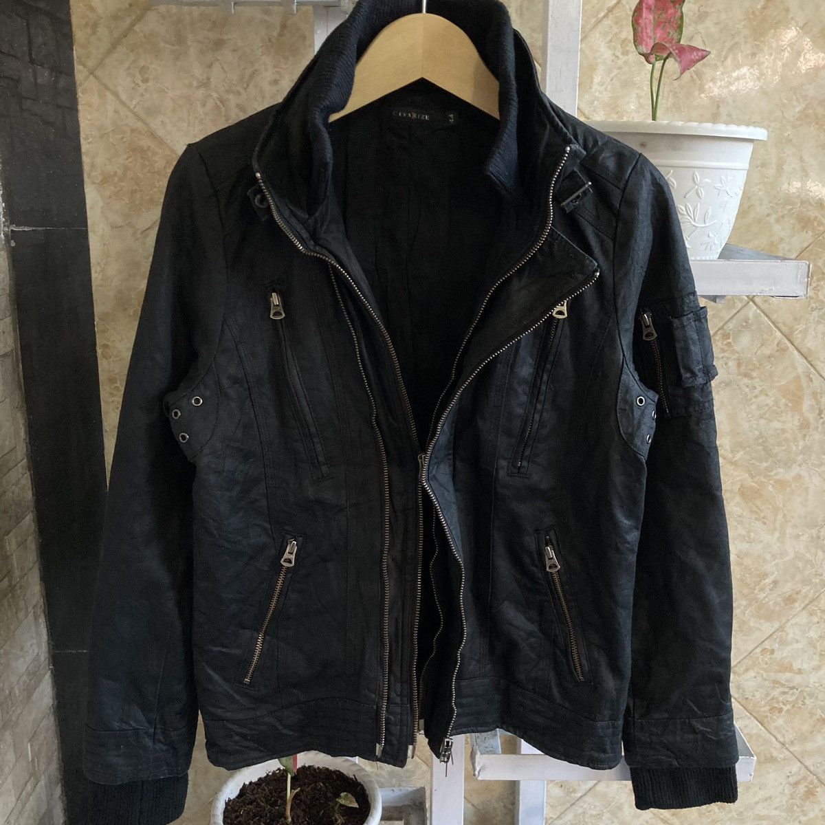 14th Addiction CIVARIZE - Multi Zipper Waxed Layers Jacket Vkei Japanese Size US M / EU 48-50 / 2 - 3 Thumbnail