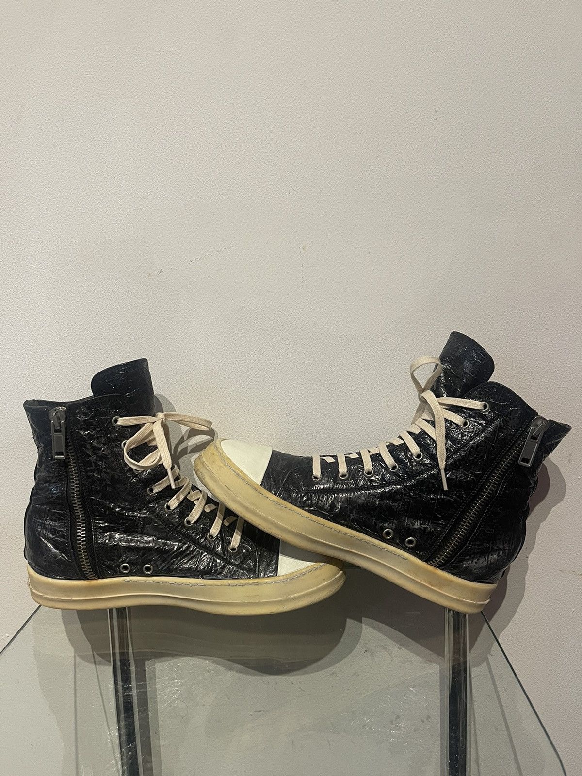 Rick Owens × Rick Owens Drkshdw Rick Owens Drkshdw 2014 Black Faded Ramones Size US 9.5 / EU 42-43 - 5 Thumbnail