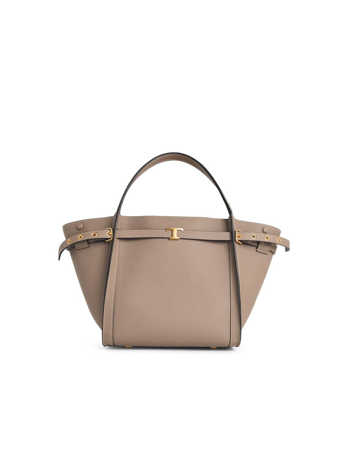 TOD'S 'Shopping Tim' Small Beige Leather Bag