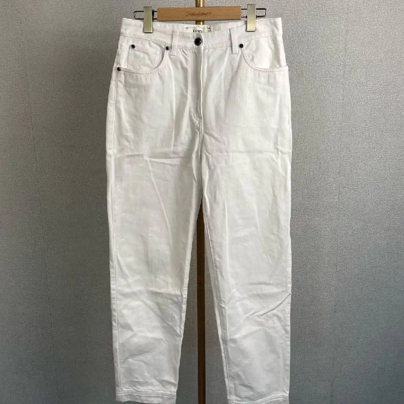 Fendi Fendi White Cotton Casual Pants for Women 0089 Size 32" / US 10 / IT 46 - 1 Thumbnail