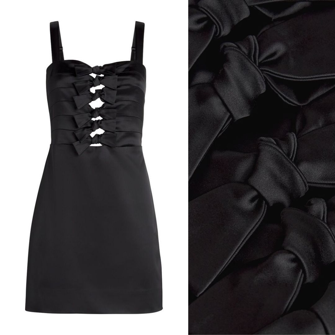 Veronica Beard VERONICA BEARD Kennedy Bow Black Satin Mini Dress Size M / US 6-8 / IT 42-44 - 3 Thumbnail