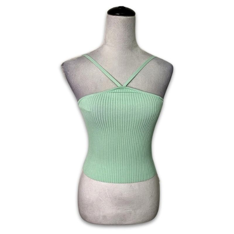 Other Vero Moda Top Helena Ribbed Cropped Halter Mint Green XS NWT Size XS / US 0-2 / IT 36-38 - 2 Thumbnail