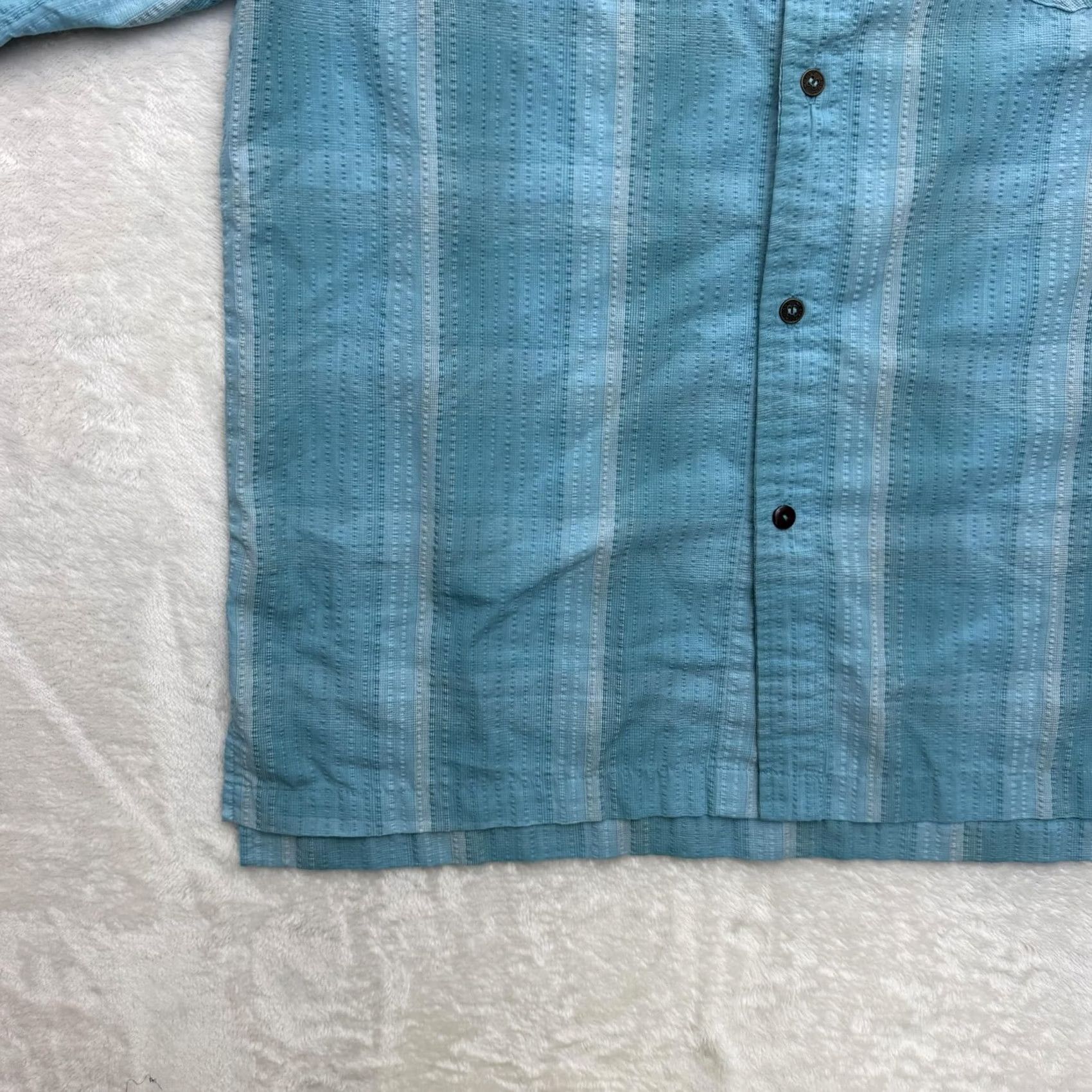 Vintage SCOTT Shirt Mens XL Blue Striped Textured Woven Casual Button Up Short Sleeve Size US XL / EU 56 / 4 - 6 Thumbnail
