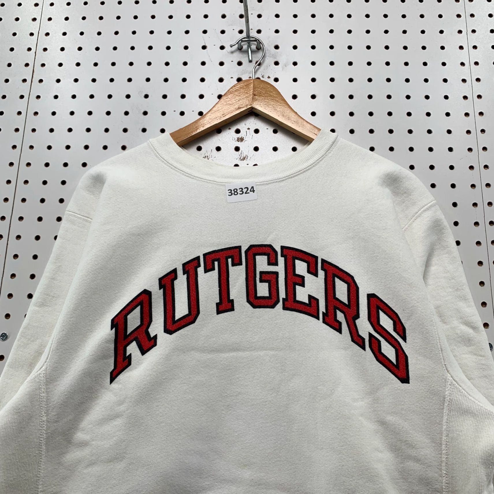 Champion VINTAGE Champion 80s Rutgers Crewneck Sweatshirt Mens Large White Graphic Print Reverse Weave USA Heavyweight Size US L / EU 52-54 / 3 - 6 Thumbnail