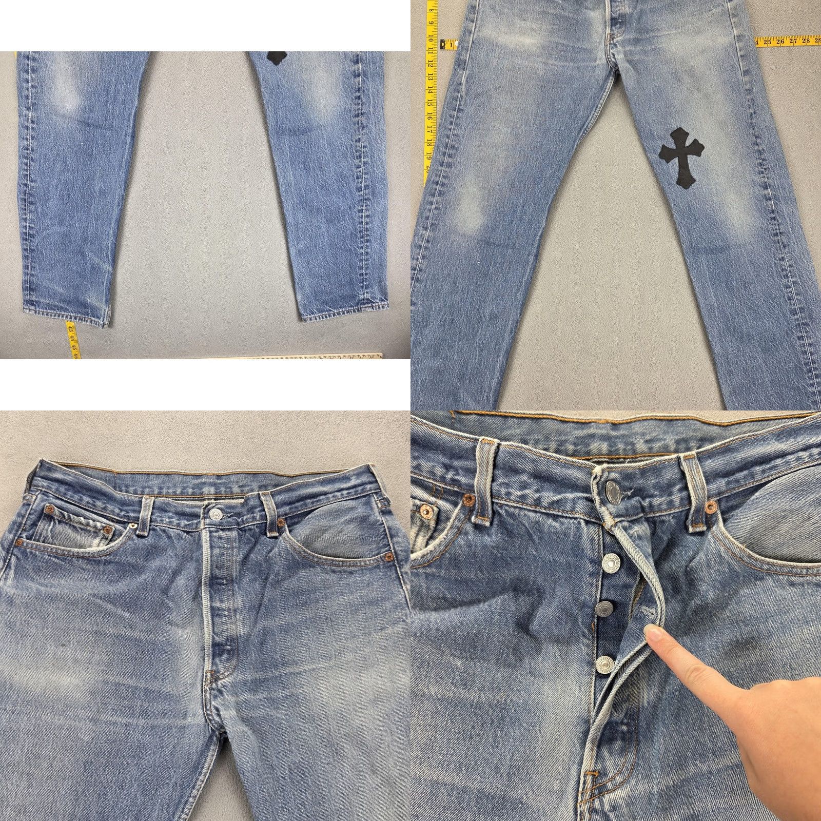 Levi's VINTAGE Levi's 501 Jeans Mens Blue Button Fly 31x32 Cross Patch 501 Levi's Denim Cotton Straight Jeans Size US 31 - 8 Thumbnail