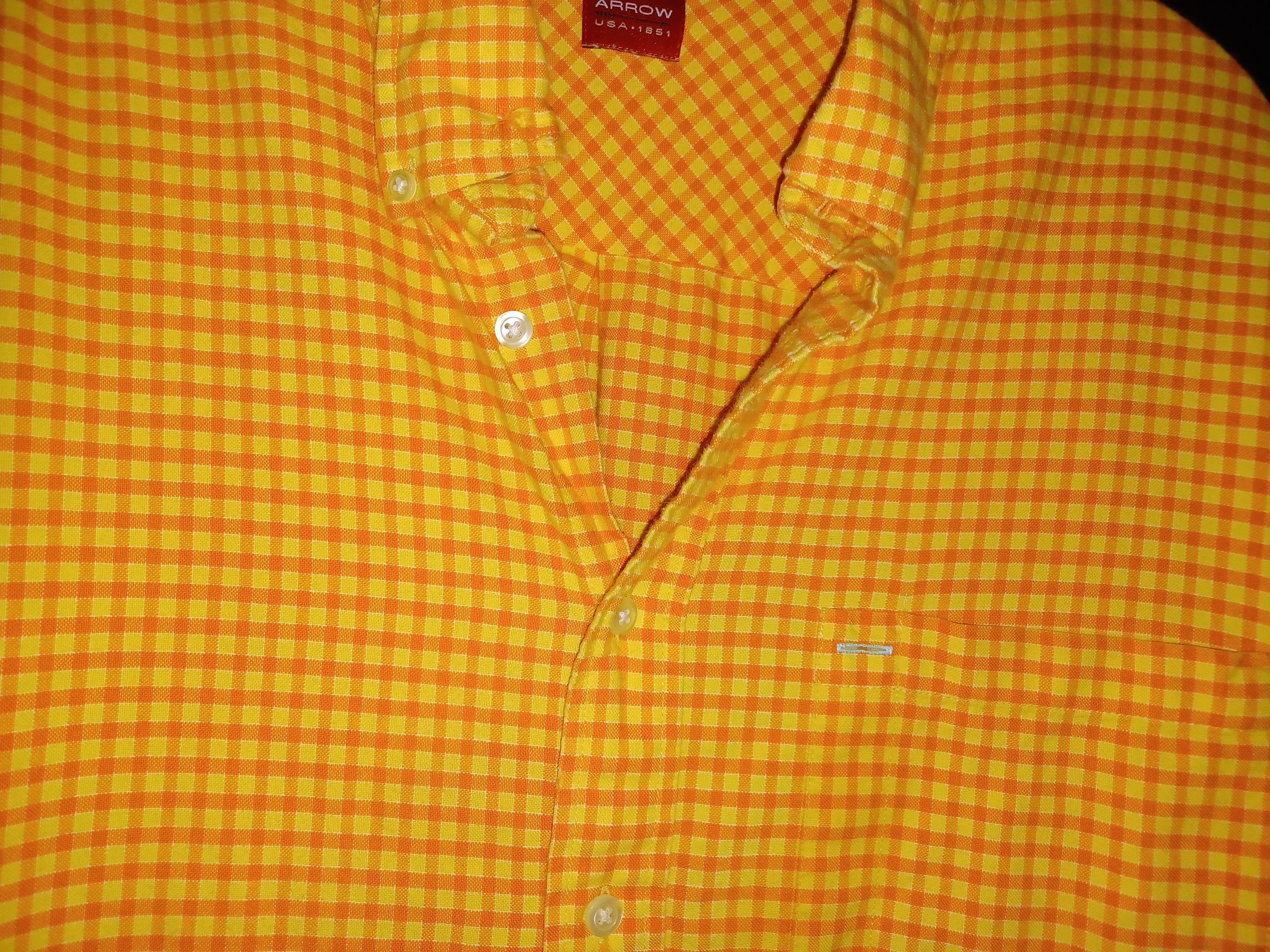 Arrow Arrow Men's Button-Up Shirt XL Orange & Yellow Size US XL / EU 56 / 4 - 3 Thumbnail
