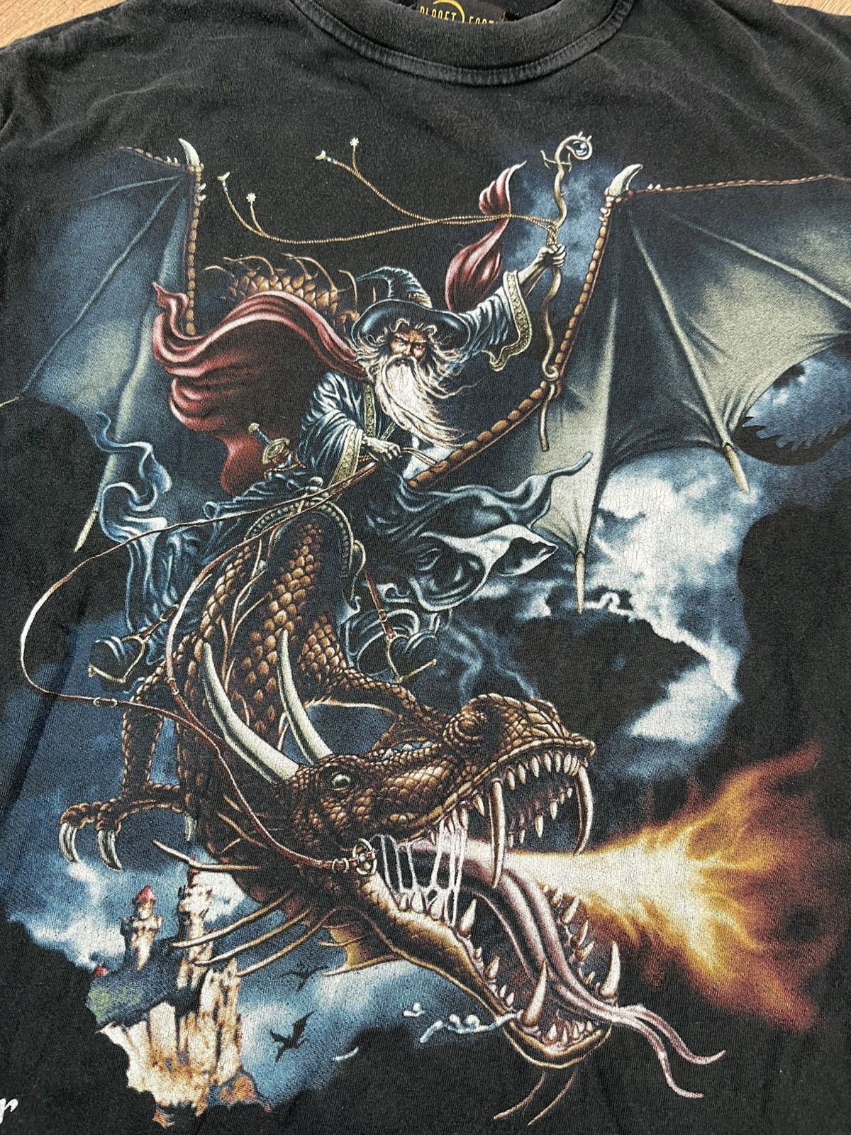 Other Vintage 90s Other Worlds Wizard Dragon T Shirt Size US XL / EU 56 / 4 - 4 Thumbnail
