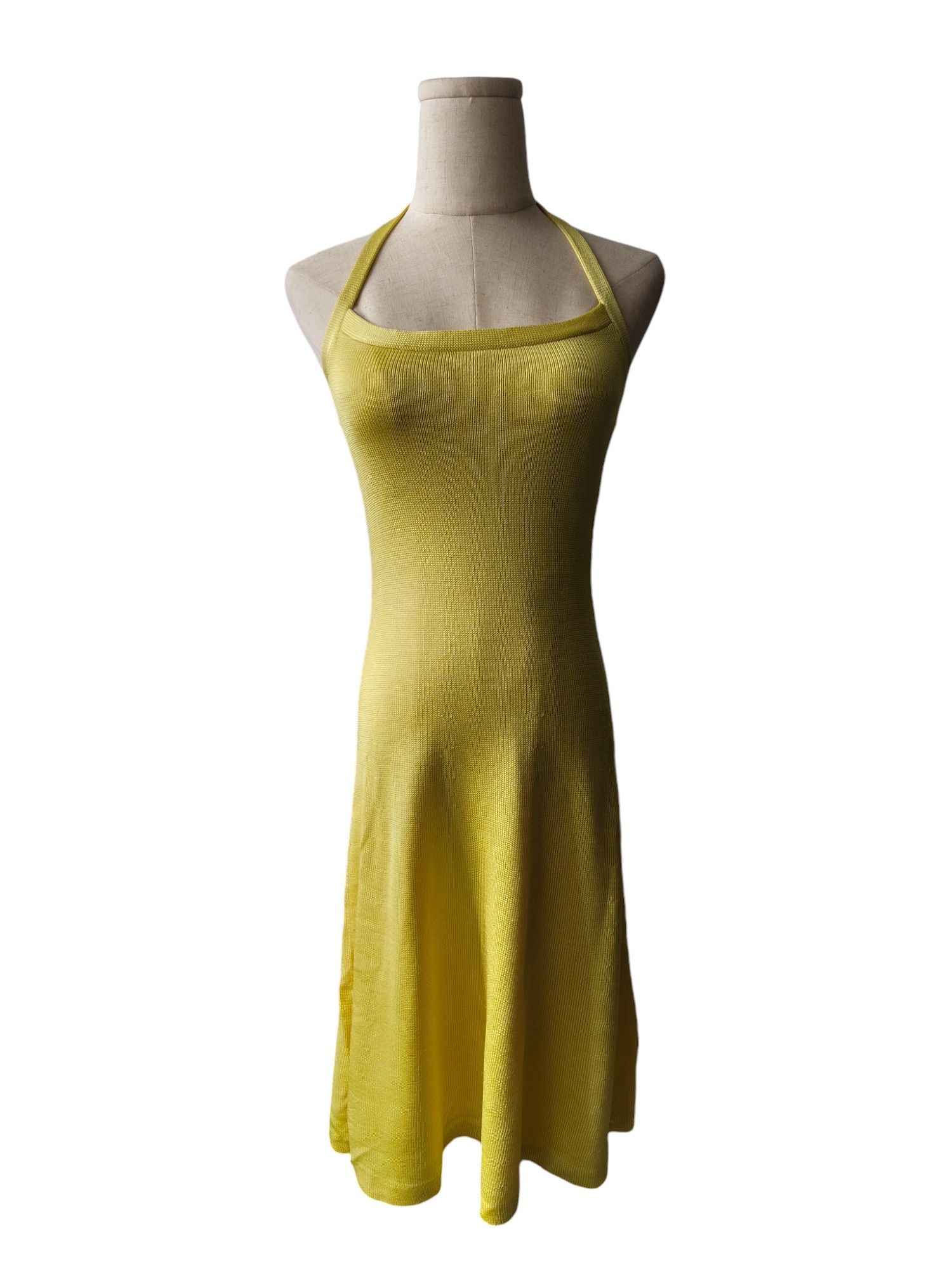 Ralph Lauren Yellow Halter Neck Knit Dress Size XS / US 0-2 / IT 36-38 - 1 Thumbnail