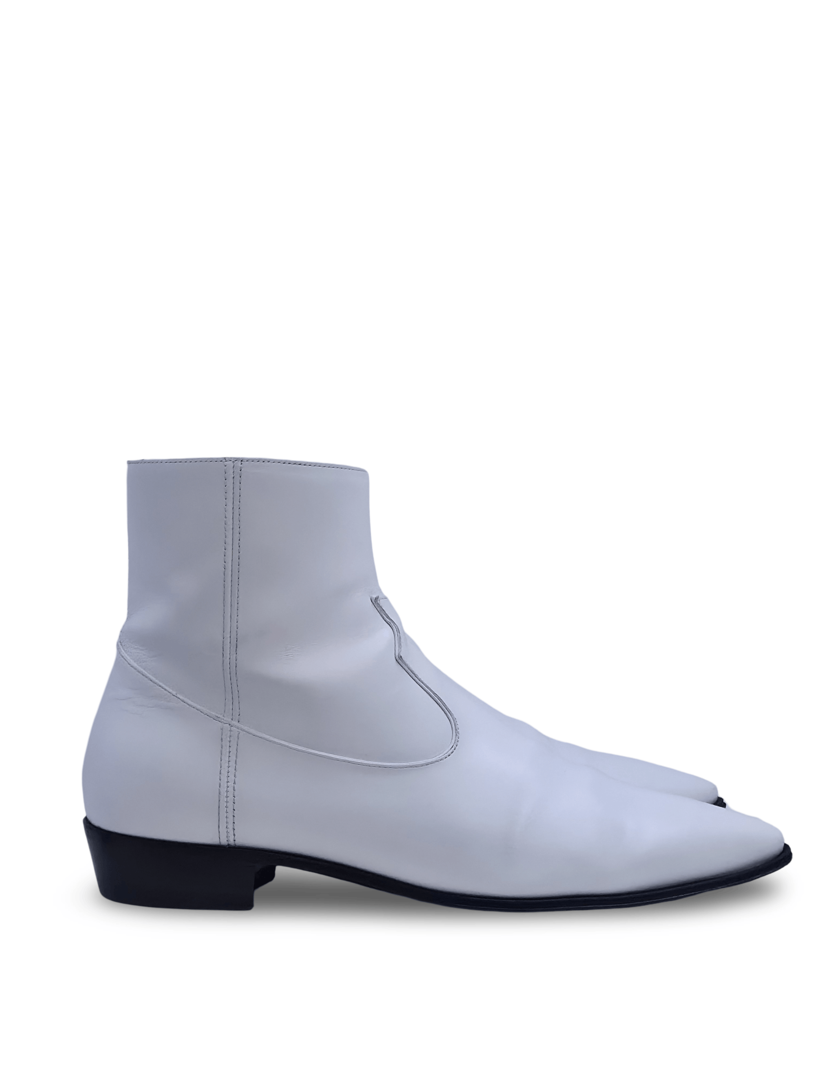 Celine Celine x Hedi Slimane SS19 White Leather Jacno Ankle Boots Size US 9 / EU 42 - 1 Thumbnail