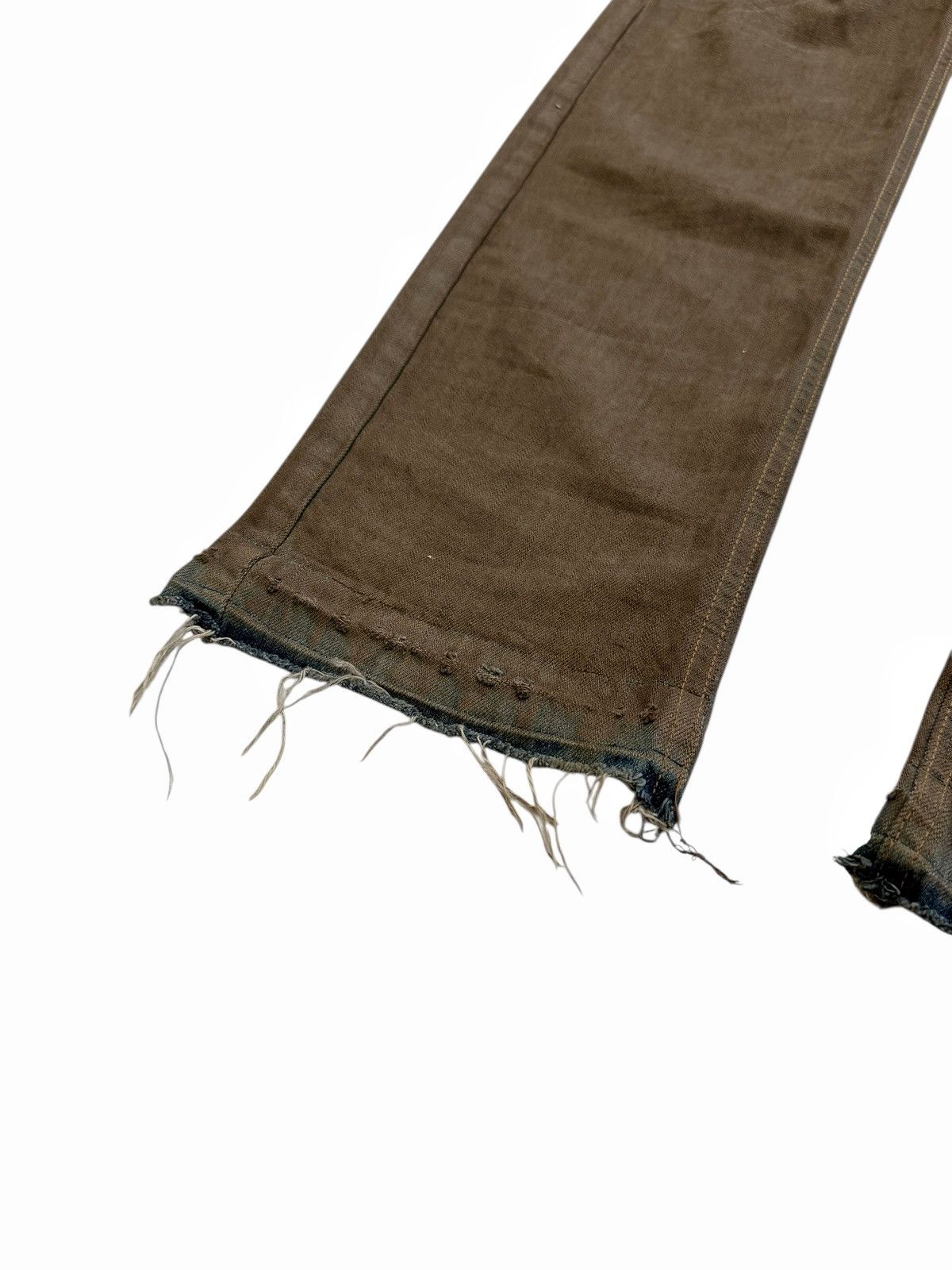 Rick Owens Dirt Brown Indigo Raw Hem Thrashed Denim Size US 32 / EU 48 - 4 Thumbnail