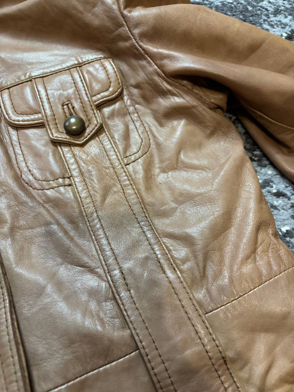 Vintage Vintage Y2K Helium Caramel Leather Avantgarde Pocket Jacket Size XL / US 12-14 / IT 48-50 - 5 Thumbnail