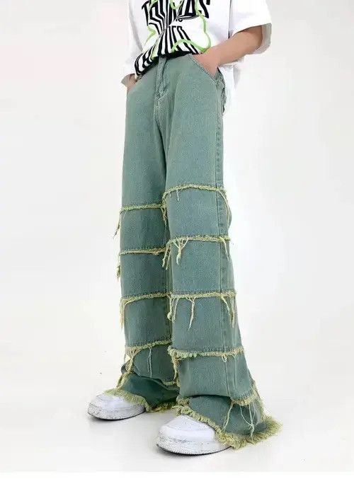 Japanese Brand Streetwear Washed Fur-trimmed Wode Leg Jean Size US 29 - 1 Preview