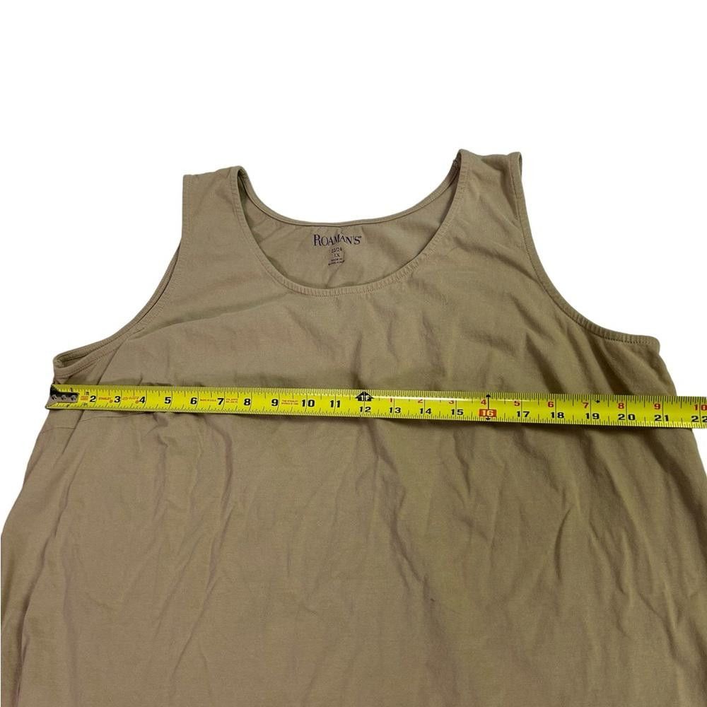 Designer Roaman’s l Stretch Cotton Horseshoe Neck Tank Tan 1X Size XL / US 12-14 / IT 48-50 - 5 Thumbnail