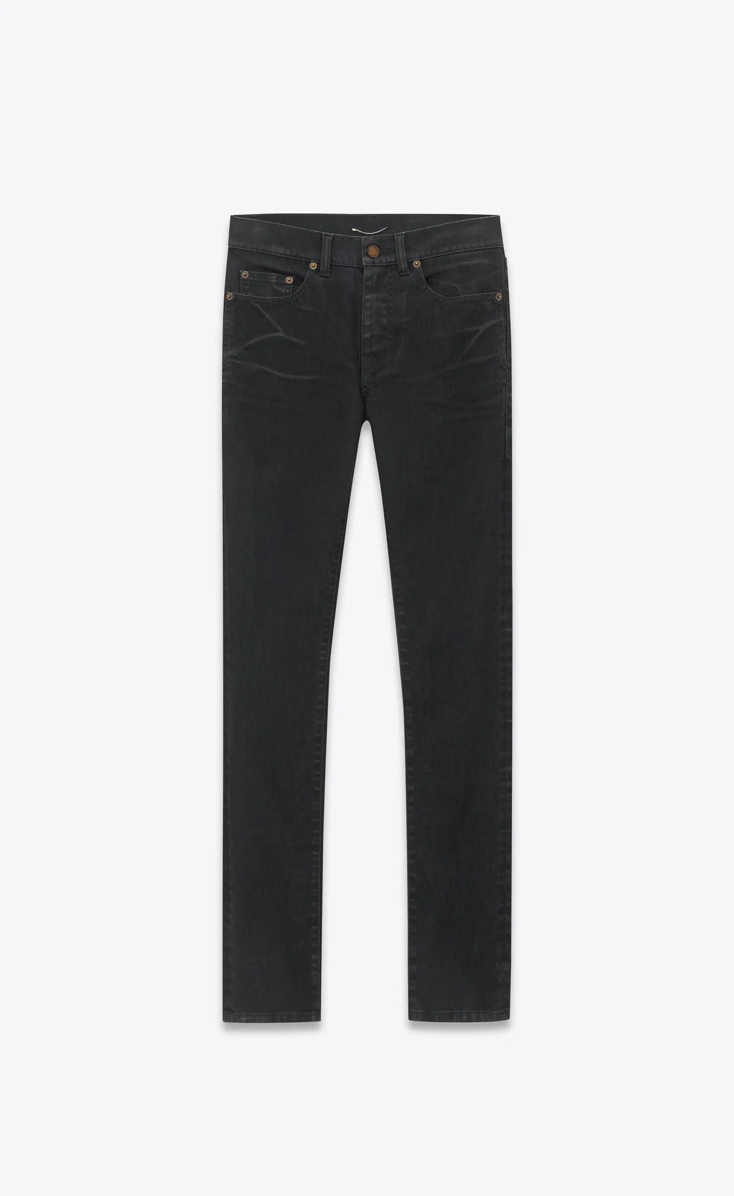 Saint Laurent Paris o1s1wg110225 622876 Skinny Jeans in Light Glazed Denim Black Size US 27 - 1 Thumbnail