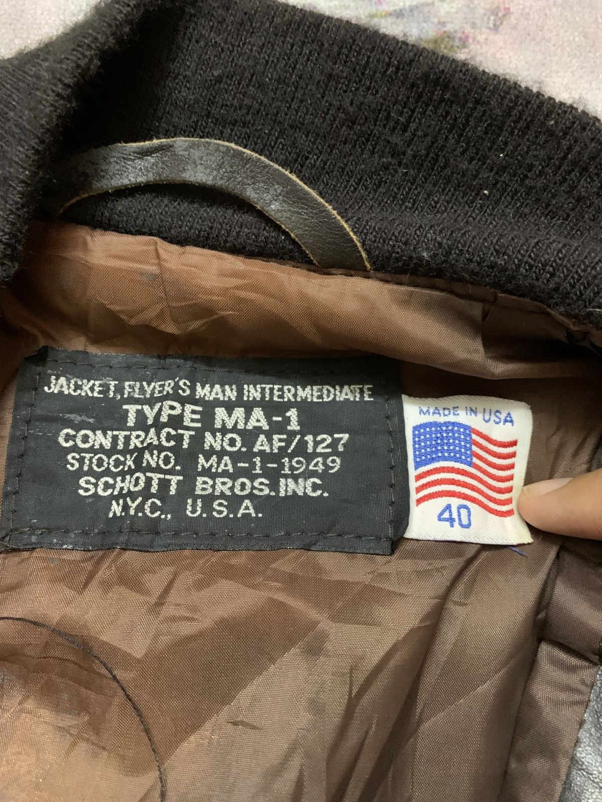 Schott Archive 40s SCHOTT MA-1 Leather Jacket Size US M / EU 48-50 / 2 - 7 Thumbnail