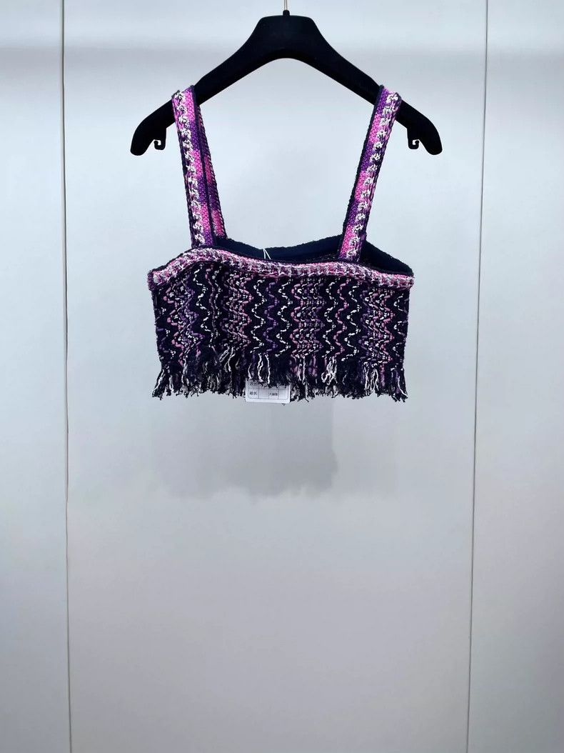 Chanel Chanel 21P pink purple tweed tassel vest 2504-Nextarrow Size XS / US 0-2 / IT 36-38 - 2 Thumbnail