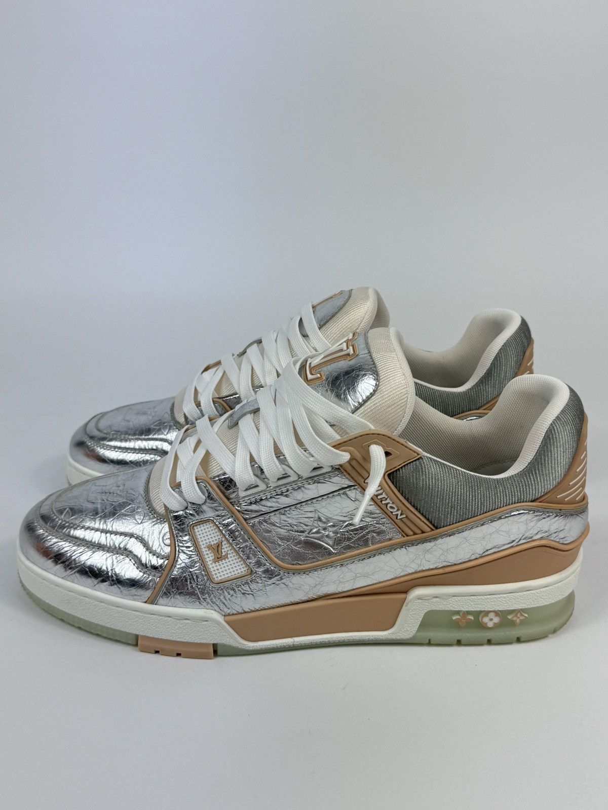 Louis Vuitton MONOGRAM SILVER SNEAKERS Size US 11 / EU 44 - 3 Thumbnail