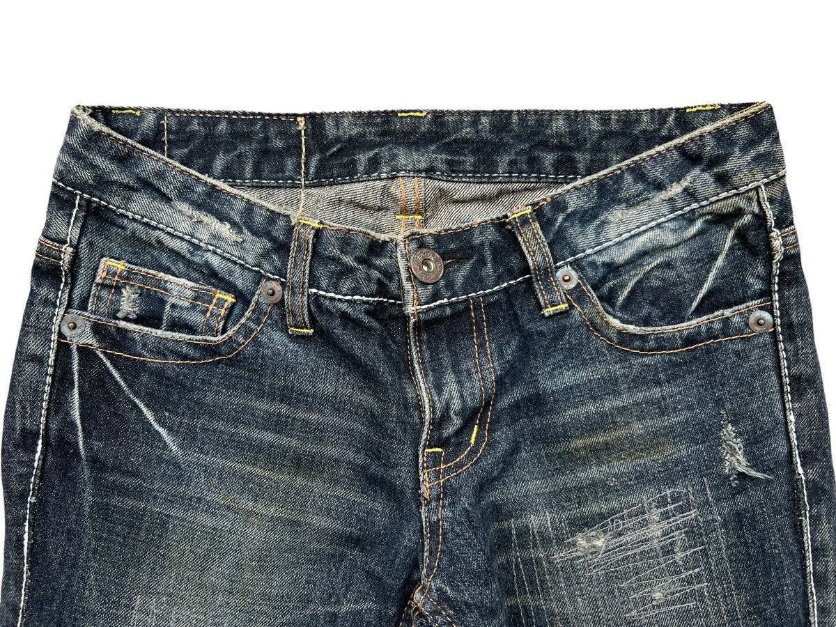 Japanese Brand MTRL Distressed Punk Flare Lowrise Denim Jeans 29x30 Size 29" - 6 Thumbnail