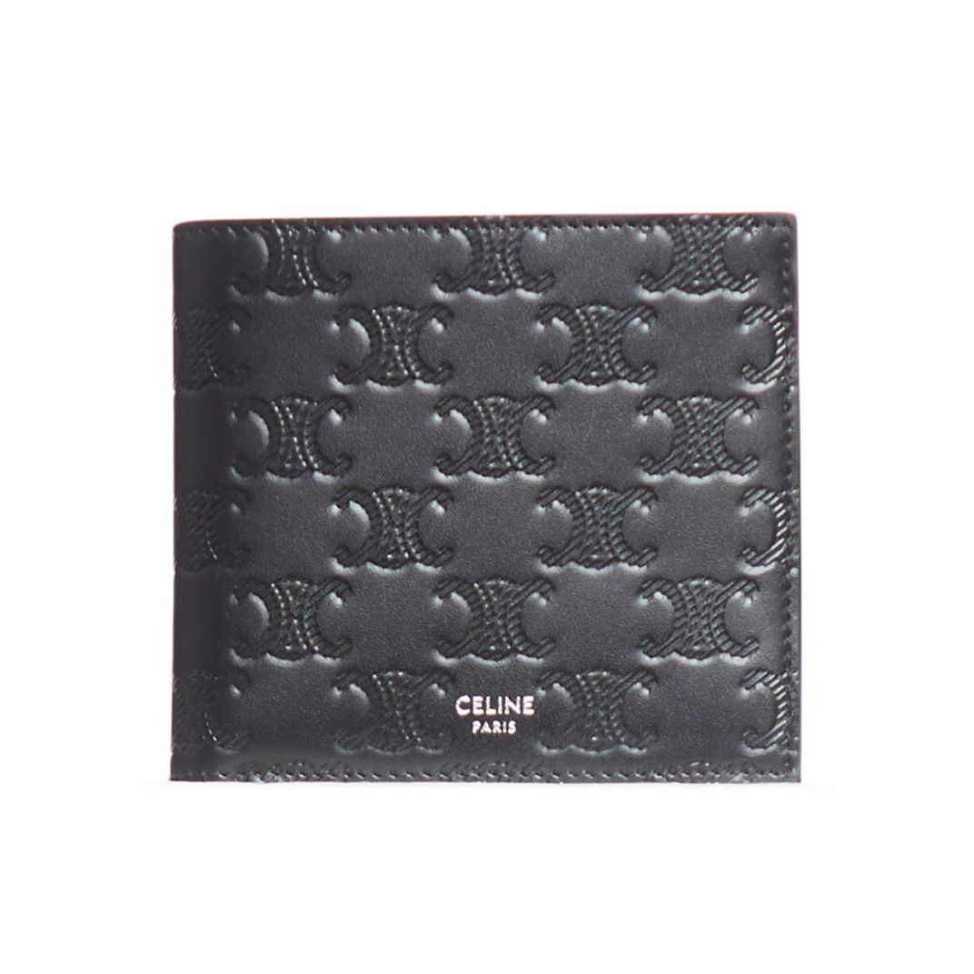 小物 CELINE BILL CLIP WALLET BILL CLIP WALLET IN TRIOMPHE CANVAS - BLACK | CELINE