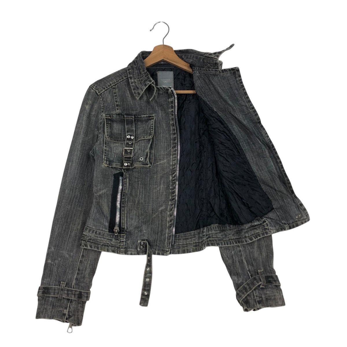 Japanese Brand 🔥VINTAGE CROPPED DENIM BIKER JACKET BISCOTE ISSEY MIYAKE Size US XS / EU 42 / 0 - 14 Thumbnail
