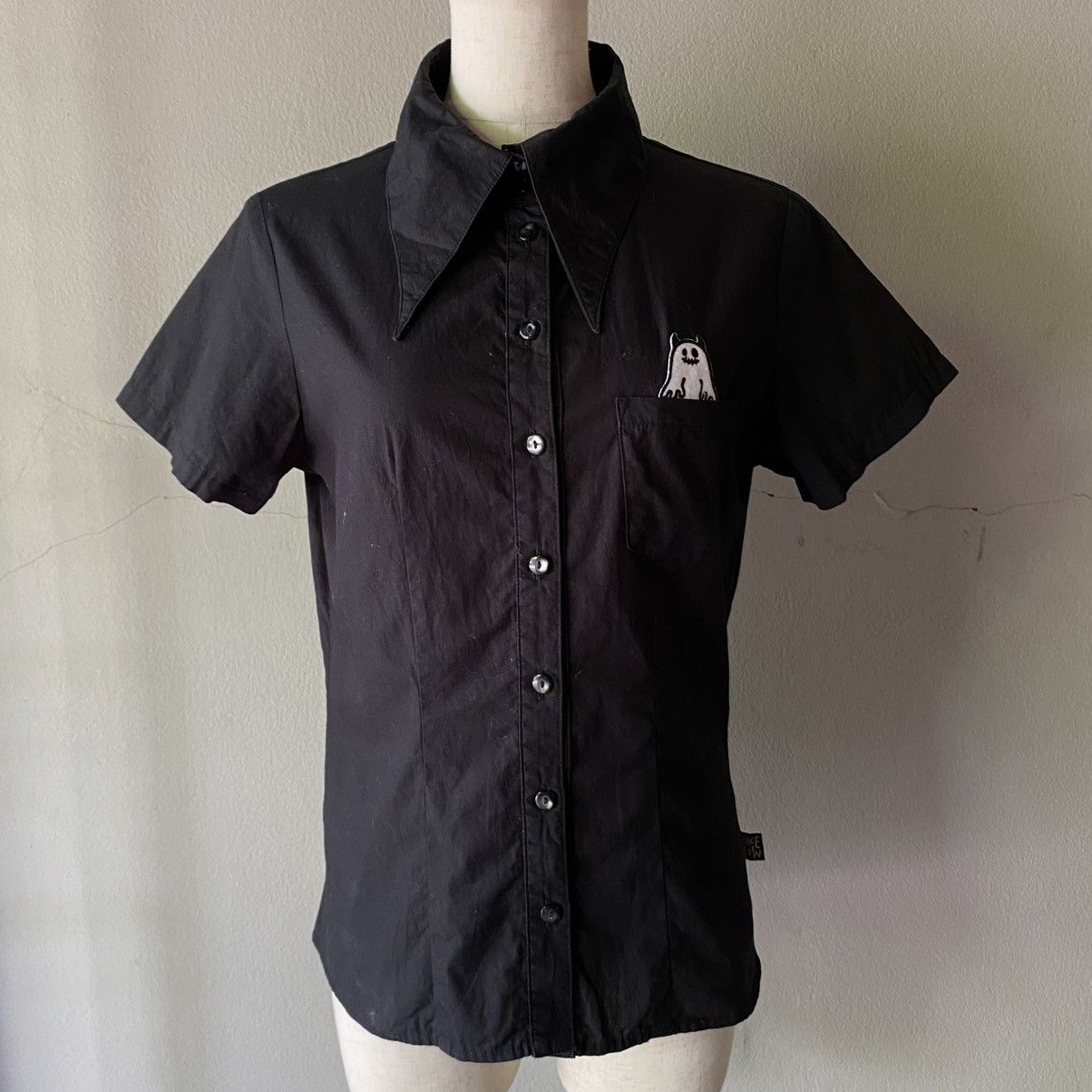 Japanese Brand 😊PEACE NOW Black Ghost Pocket Shirt Size M / US 6-8 / IT 42-44 - 4 Thumbnail