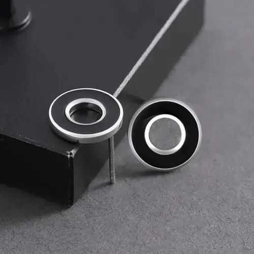 Jewelry Black Round Circle Stud Earrings for Men Women,Punk Hip Hop Size ONE SIZE - 4 Thumbnail
