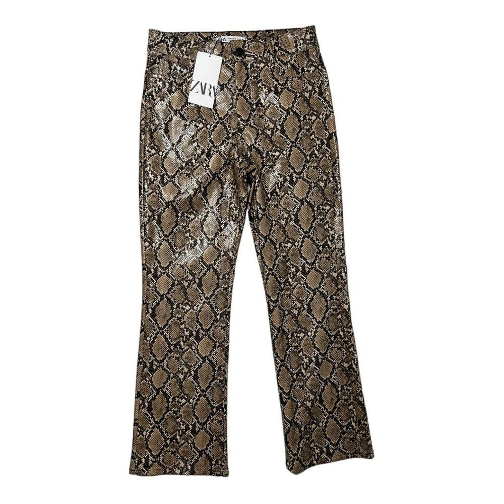 Zara Zara l NWT Tan Snakeskin Pleather Pants High Rise Size 4 Size 27" / US 4 / IT 40 - 2 Thumbnail