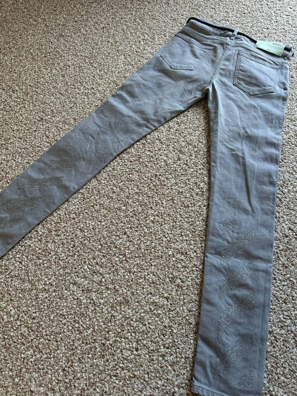 Off-White Off-White Diag Strap Skinny Denim Pants Grey Size 26 Size 26" / US 2 / IT 38 - 12 Thumbnail
