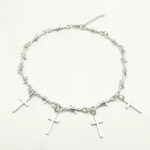 Jewelry Barbed Wire Cross Charm Pendant Jewelry Necklace Size ONE SIZE - 3 Thumbnail