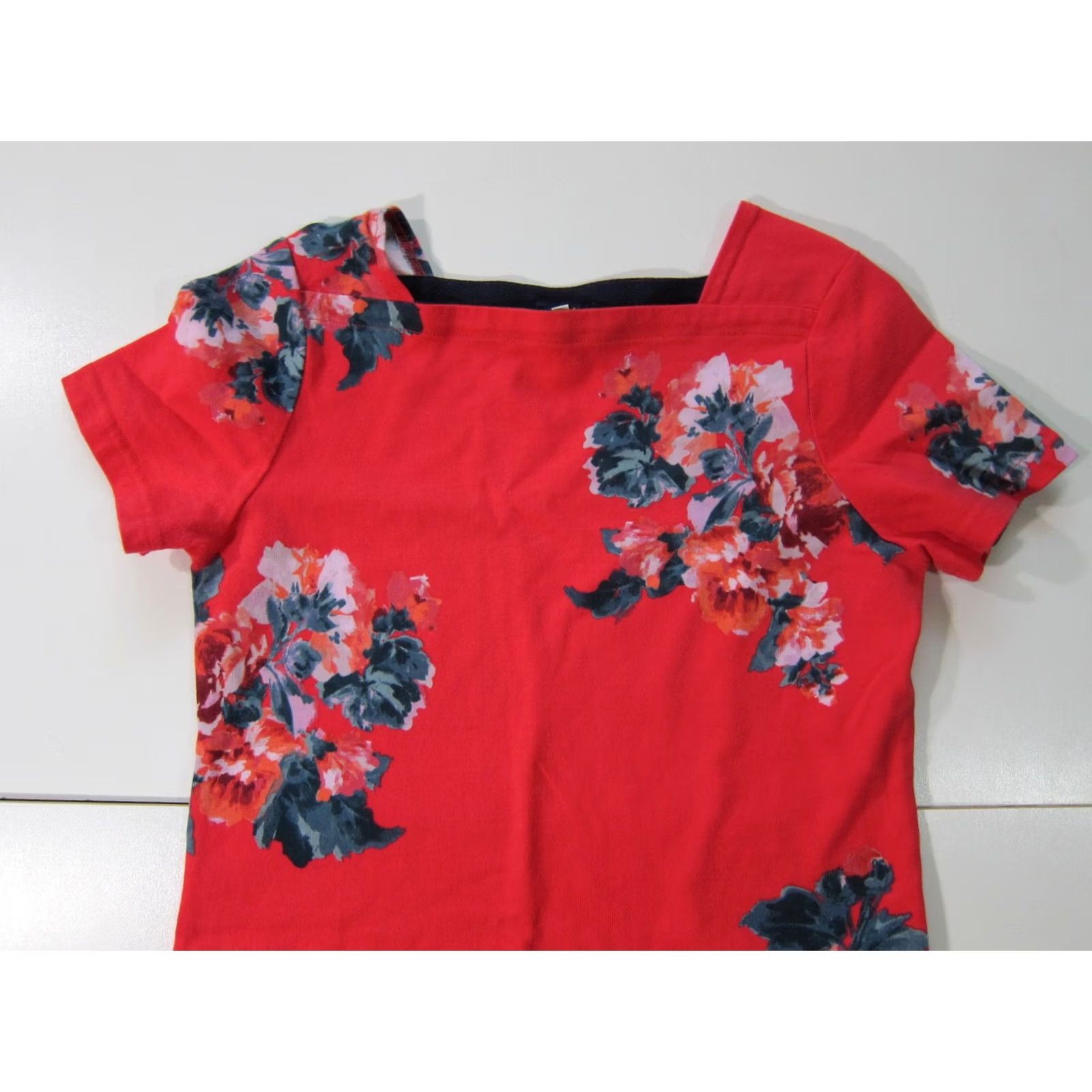 Vintage Joules Francis Cotton Stretch Red Green Floral Straight Tunic Pocket Shirt Dress Size 6 Size M / US 6-8 / IT 42-44 - 4 Thumbnail