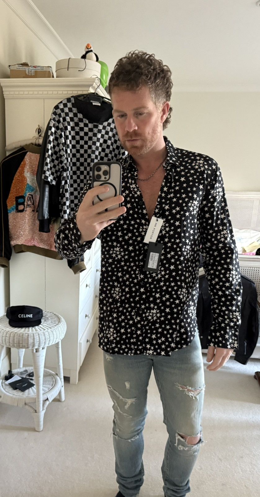 Saint Laurent Paris FW16 Saint Laurent black white star shirt 41 BNWT Hedi grail Size US L / EU 52-54 / 3 - 3 Thumbnail