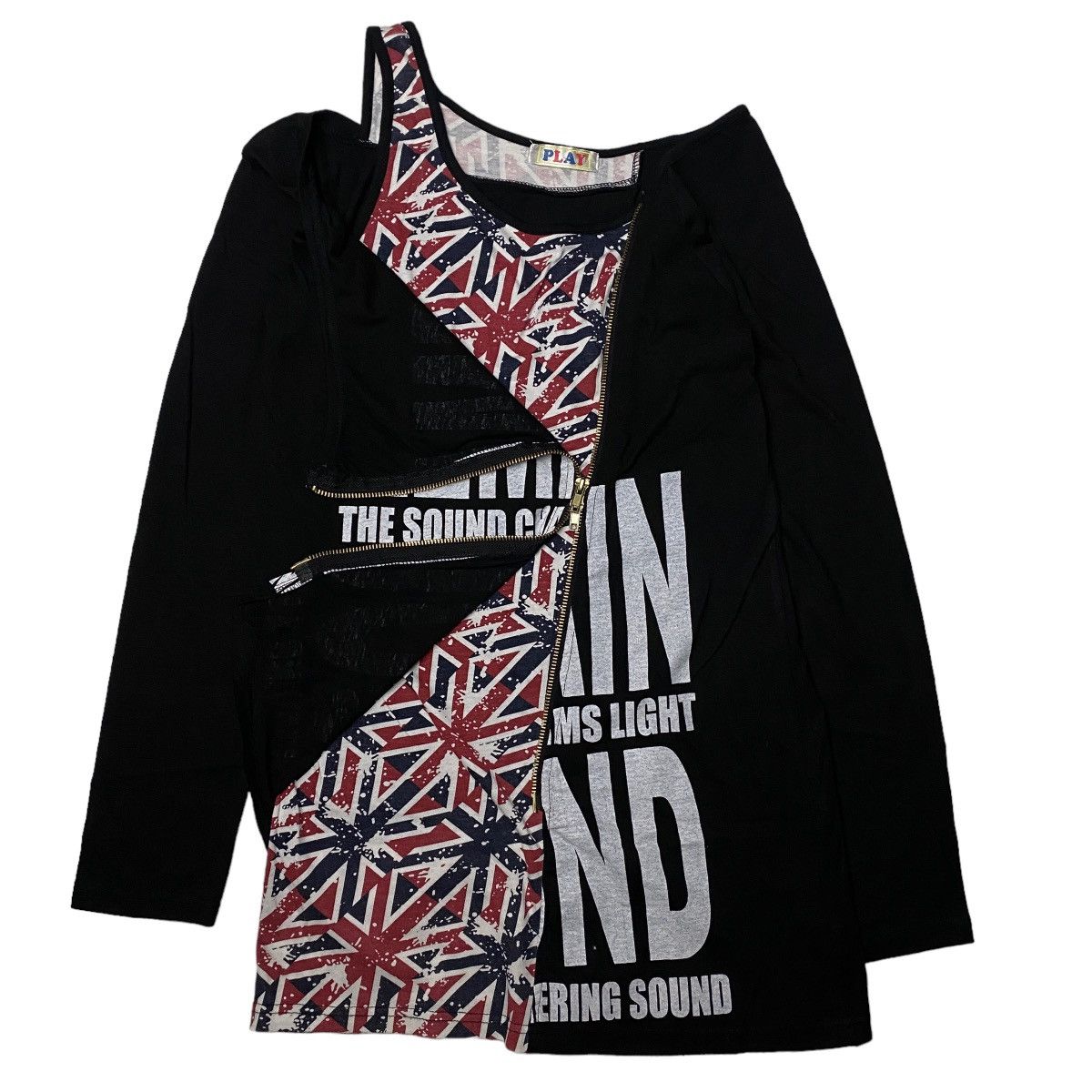 Hysteric Glamour × If Six Was Nine × Japanese Brand 2000's Japanese Double Layer & Zipper Britflag Longsleeve Size US S / EU 44-46 / 1 - 2 Thumbnail