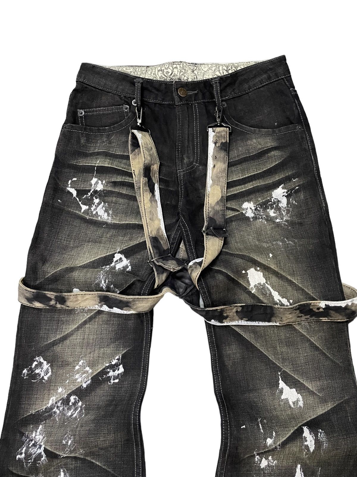 Luxuria Japan Flared Wide Leg Loose Laser Wash Man Jeans