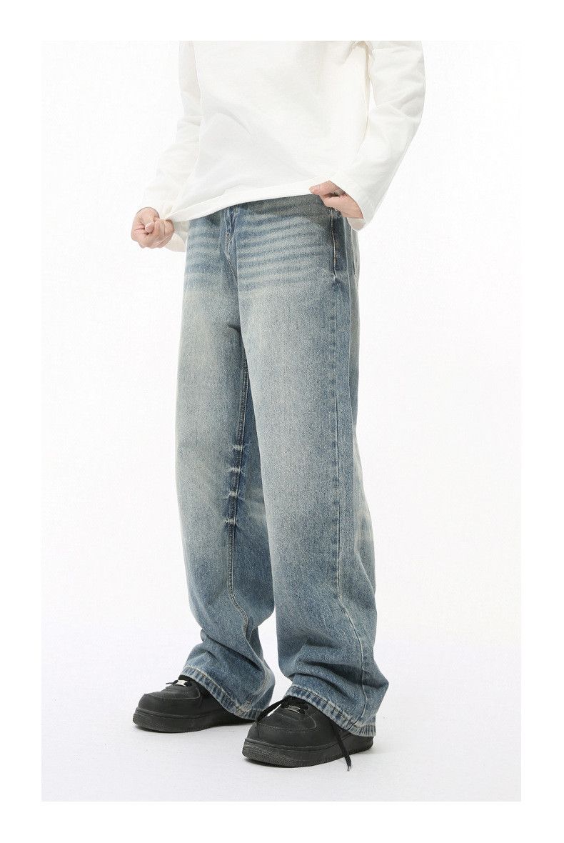Vintage Men's Japanese Retro Loose Straight Washed Distressed Jeans Size US 32 / EU 48 - 4 Thumbnail