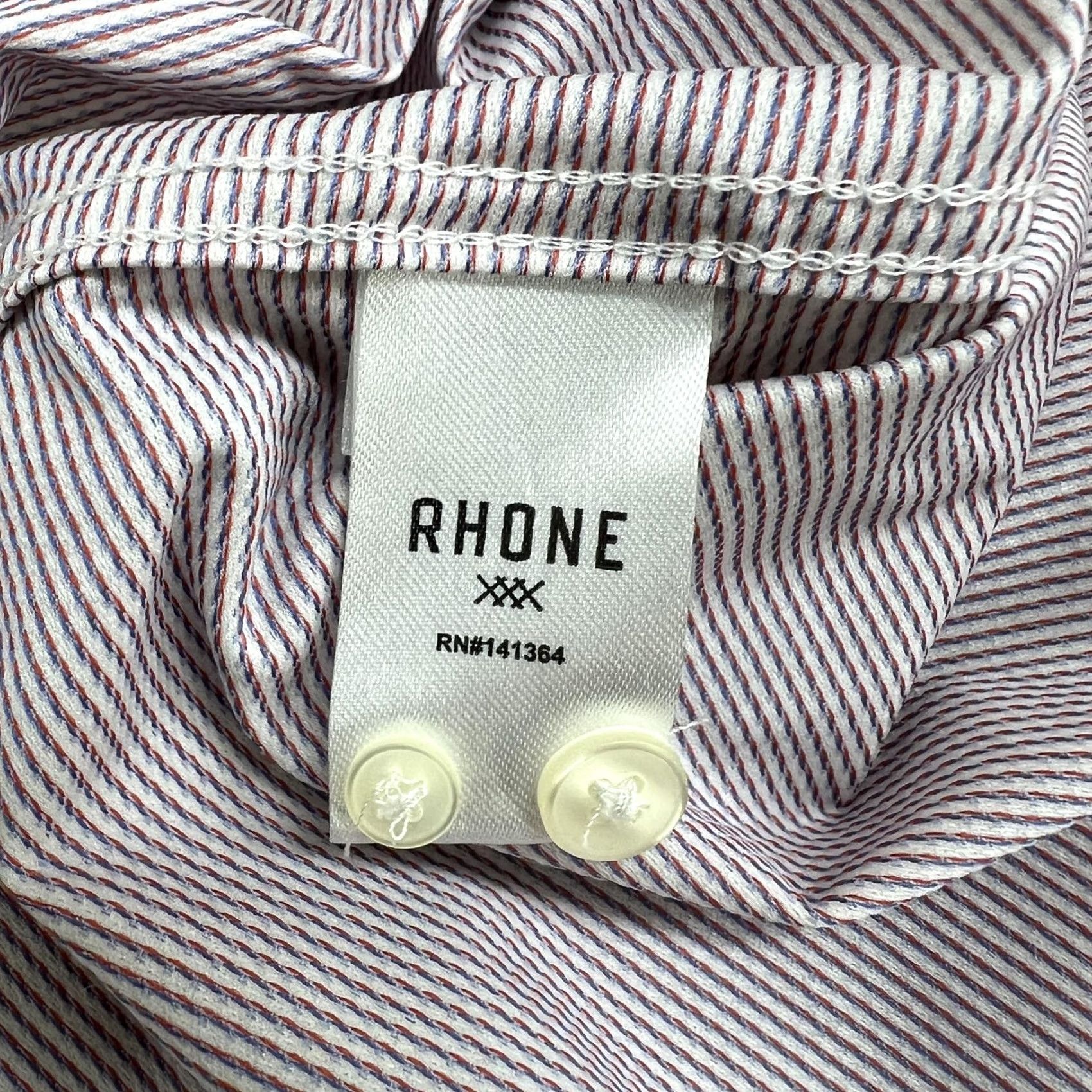 Rhone Rhone Shirt Mens M White Stripe Regular Stretch Dress Work Office Business Size 40R - 7 Thumbnail