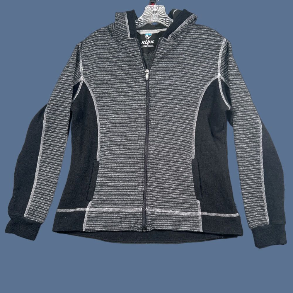 Vintage Kuhl Hoodie Womens L Gray Chianti Fleece Full Zip Wool Blend Size L / US 10 / IT 46 - 1 Thumbnail