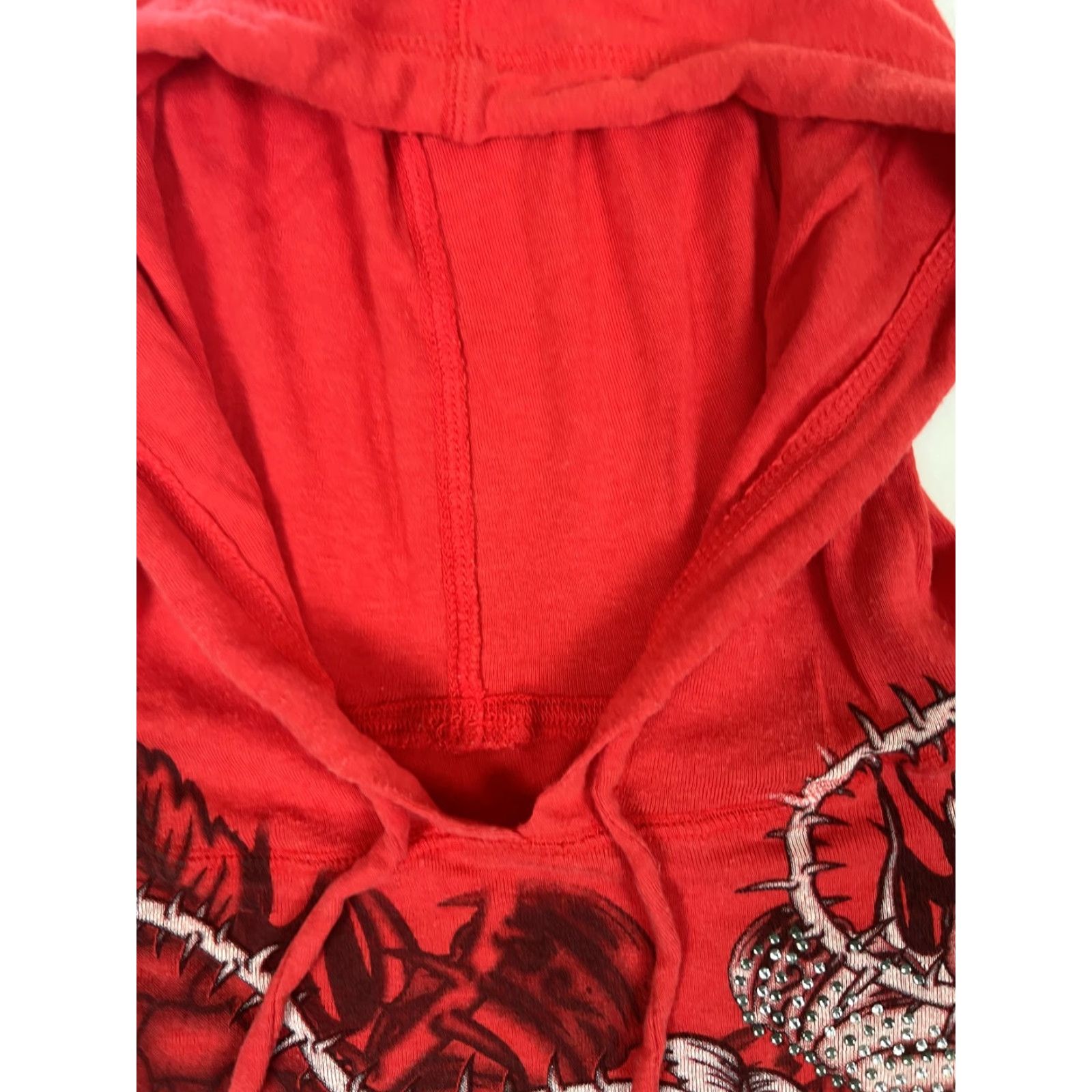 Vintage VINTAGE Gothic Rose Dagger Shirt Womens S/M Red Hooded Long Sleeve Rhinestone Y2K Size S / US 4 / IT 40 - 5 Thumbnail