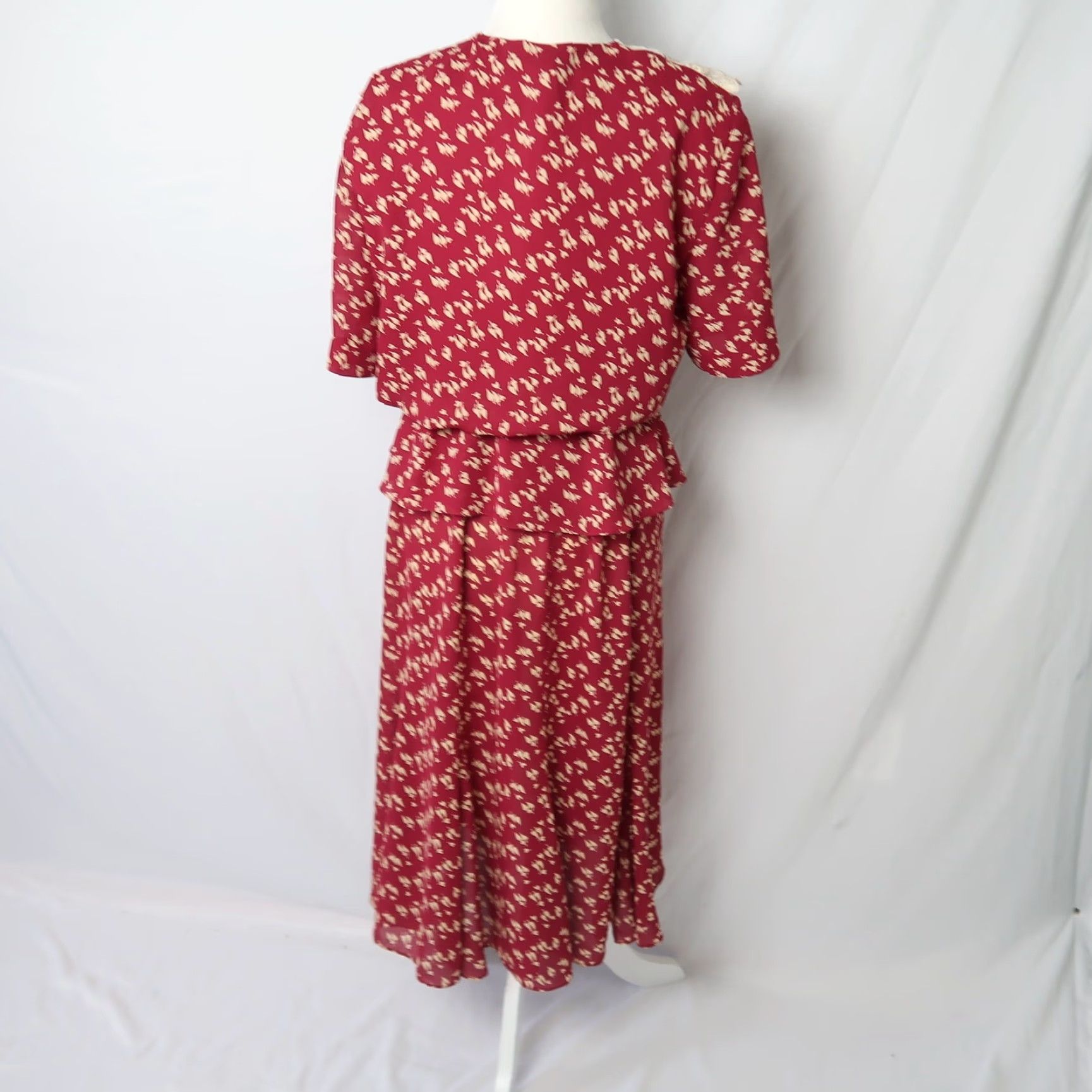 Vintage VINTAGE 90s burgundy red and cream top and midi skirt set Shirt 6P Bohemian Womens Size M / US 6-8 / IT 42-44 - 5 Thumbnail