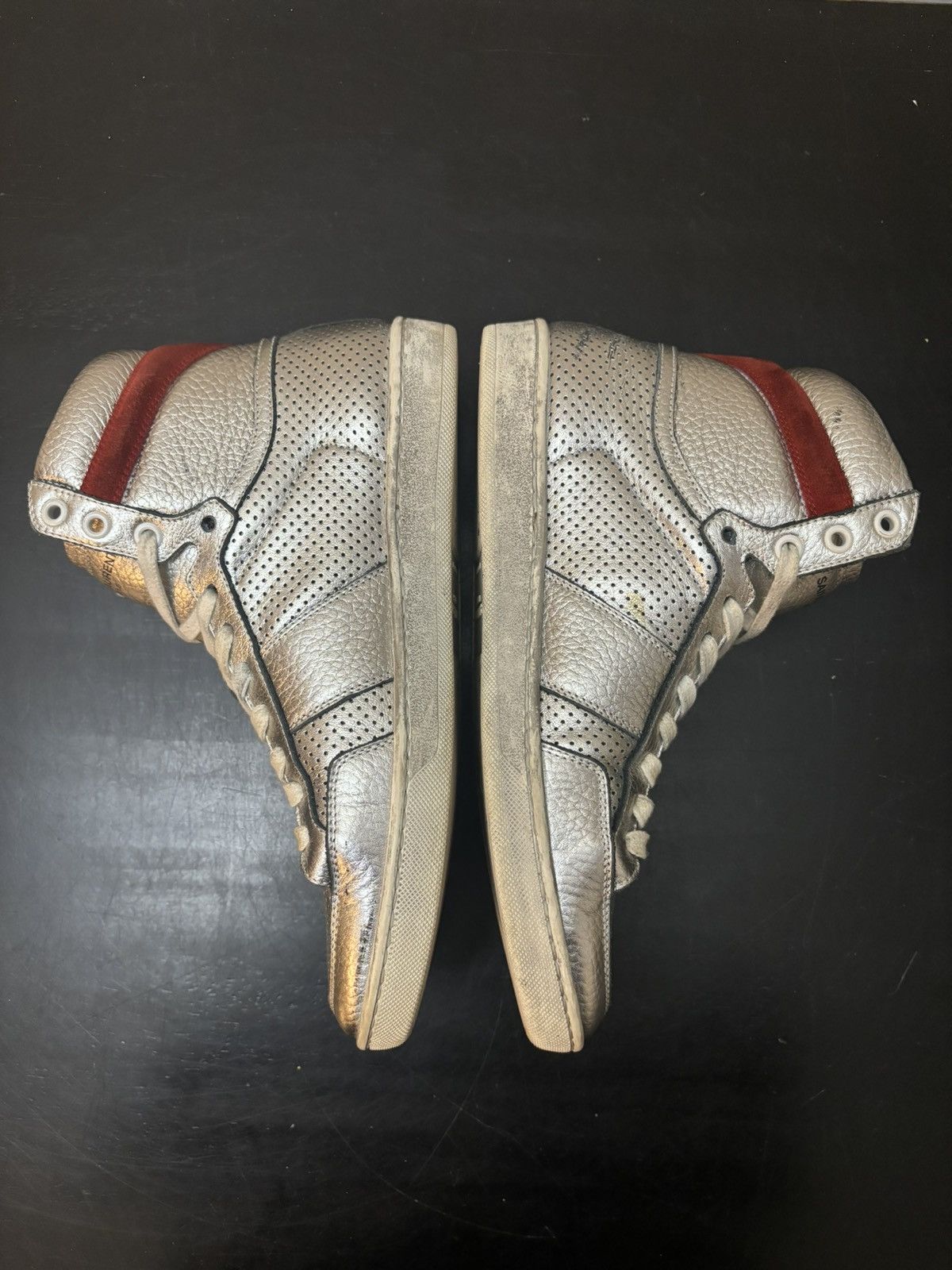 Saint Laurent Paris Saint Laurent Paris SL-10H Perforated Leather Sneaker Silver Size US 6 / EU 39 - 3 Thumbnail