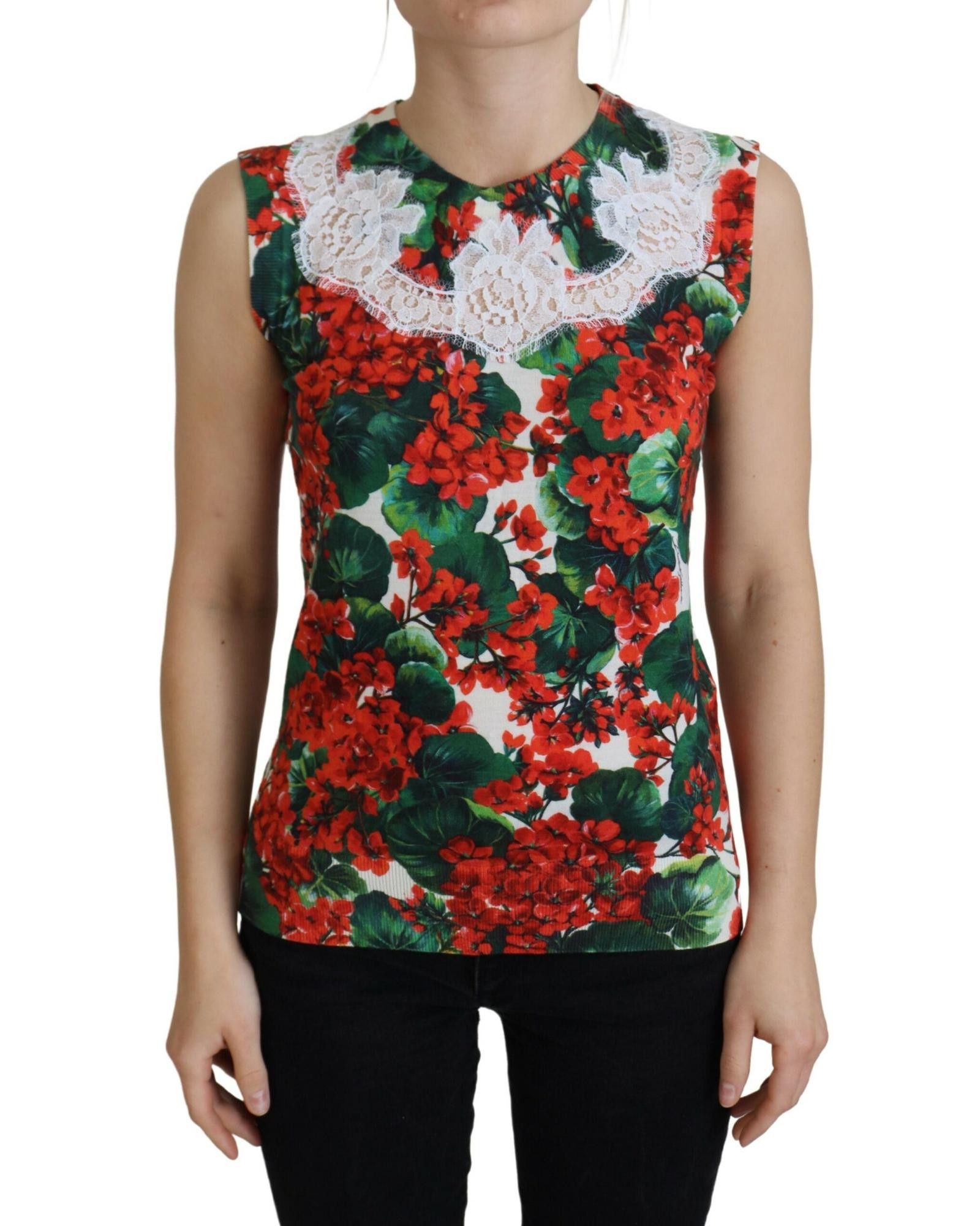 image of Dolce Gabbana Floral Wool Lace Vest Tank Top, Women's (Size XS)