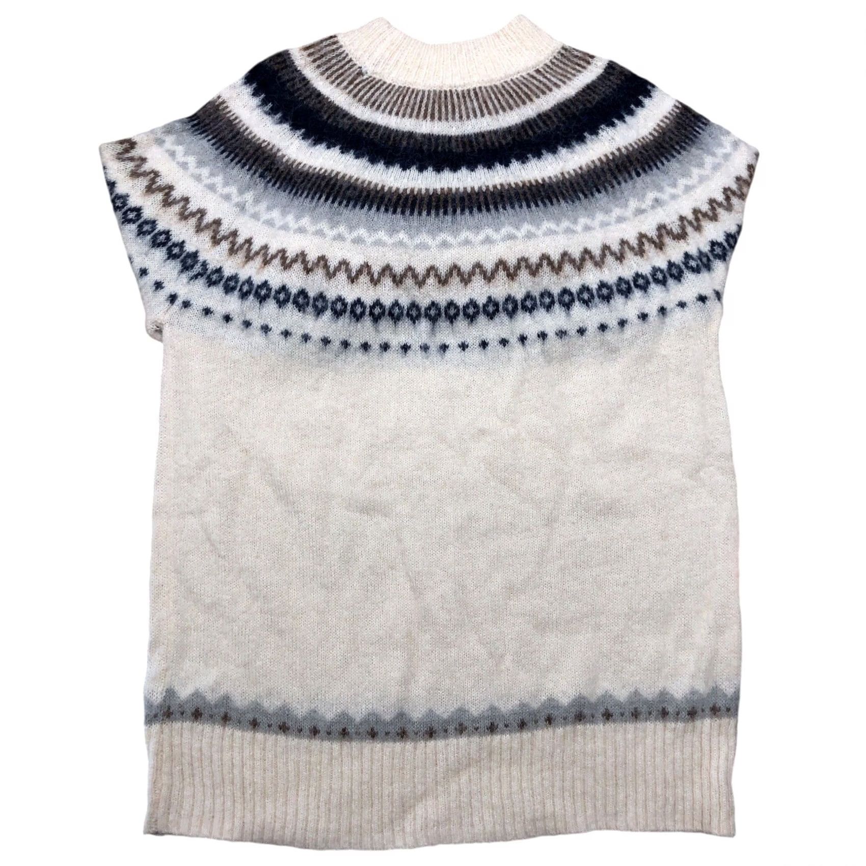 J.Crew J.CREW Sweater Ivory Navy Fair Isle Yoke Puff-Sleeve Womens Tag XS Size XS / US 0-2 / IT 36-38 - 3 Thumbnail