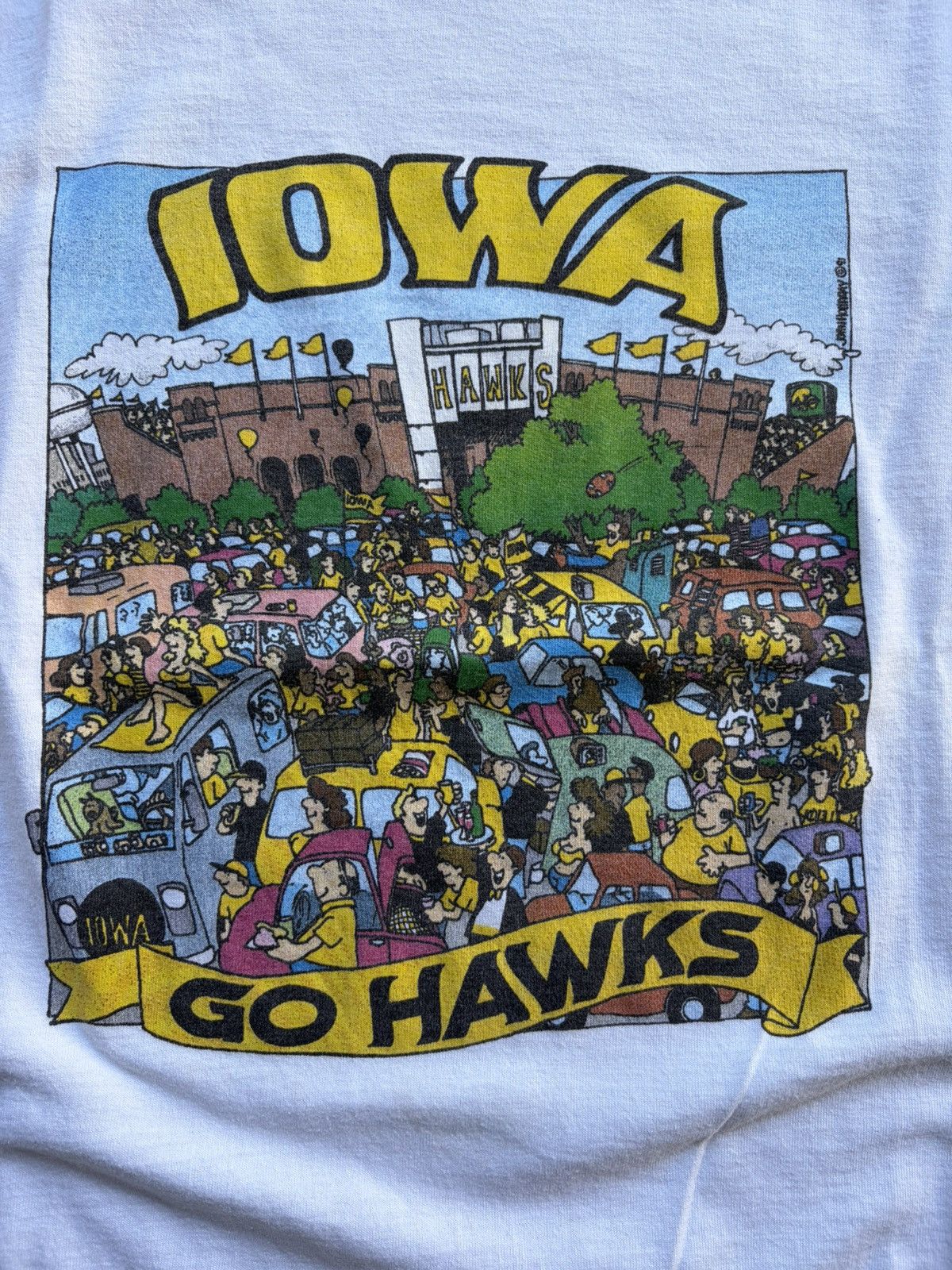 NCAA Vintage 1990’s University of Iowa Hawkeyes Art Cartoon Tee Size US L / EU 52-54 / 3 - 3 Thumbnail