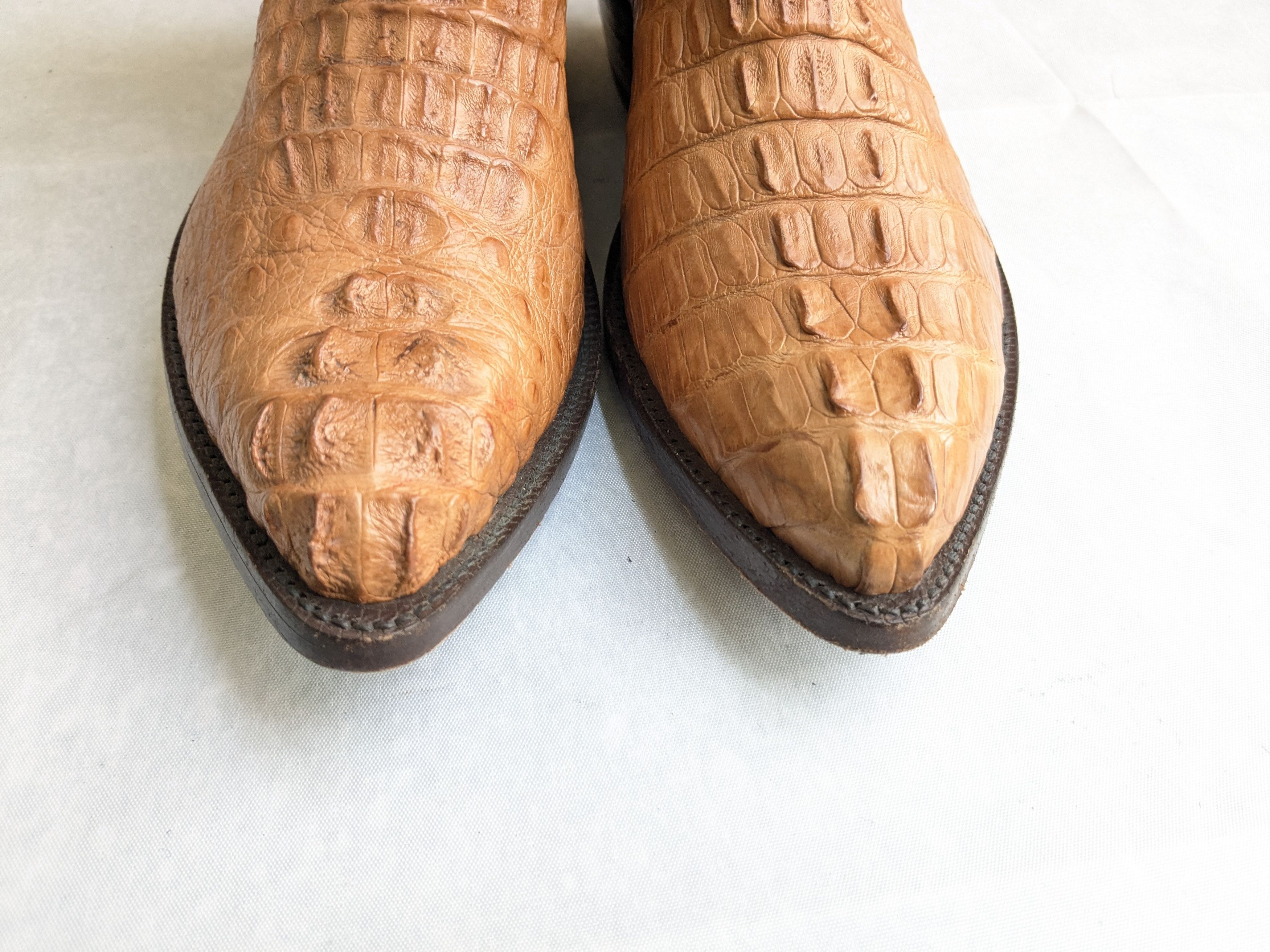 Genuine Leather Vintage Cowboy Boots Crocodile Brown 9.5 EE Wide USA Size US 9.5 / EU 42-43 - 4 Thumbnail