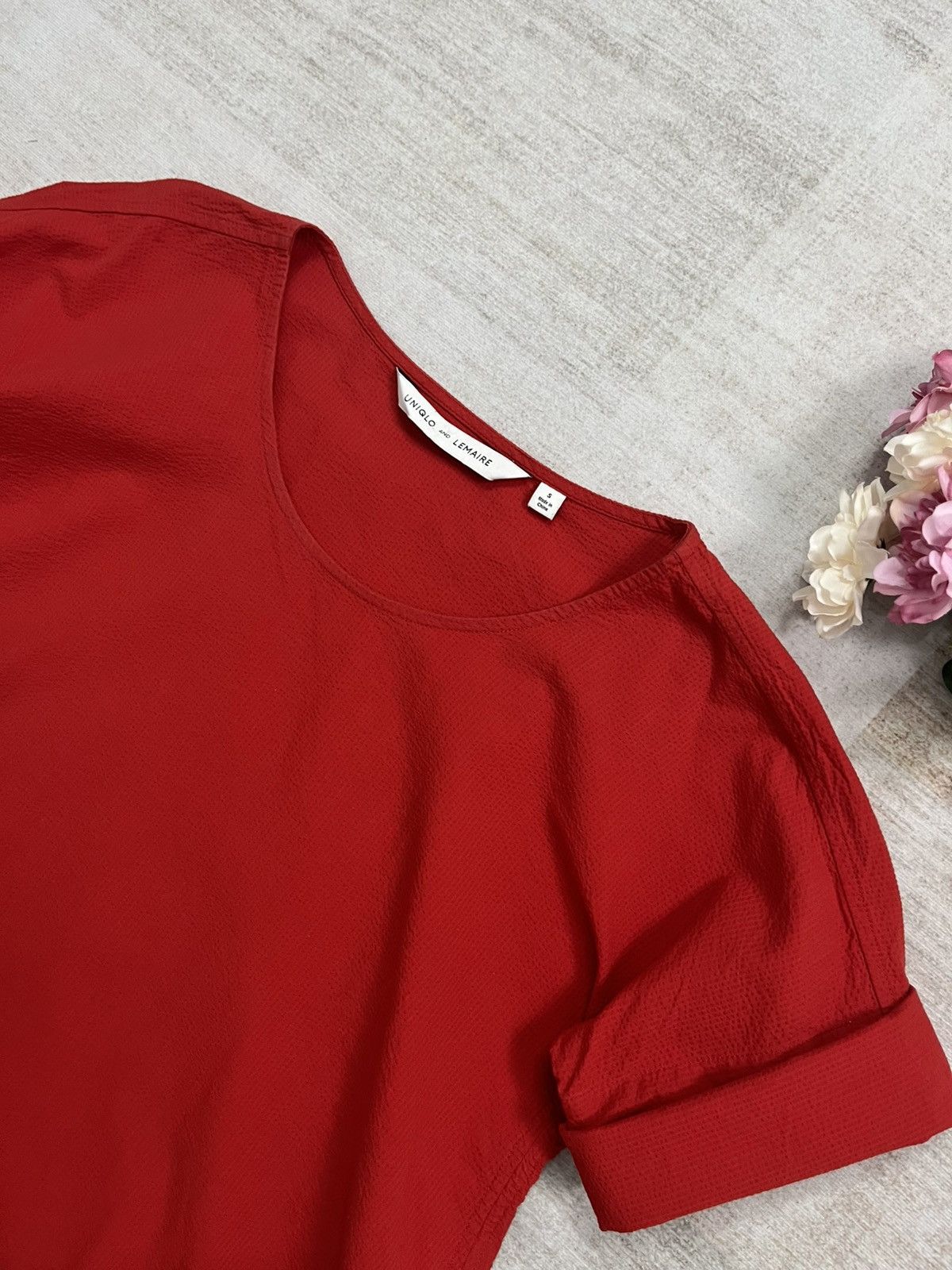 Lemaire × Uniqlo Uniqlo and Lemaire seersucker boxy red blouse Size M / US 6-8 / IT 42-44 - 4 Thumbnail