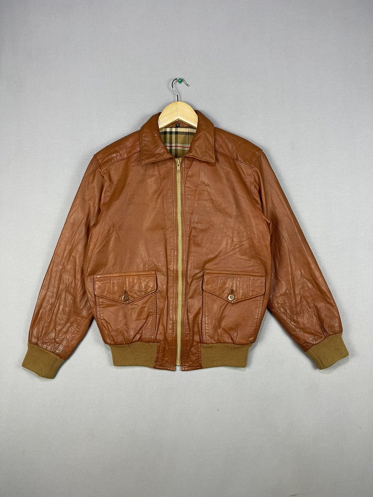Japanese Brand VINTAGE LEATHER JACKET NOVA CHECK LINED Size US S / EU 44-46 / 1 - 2 Thumbnail