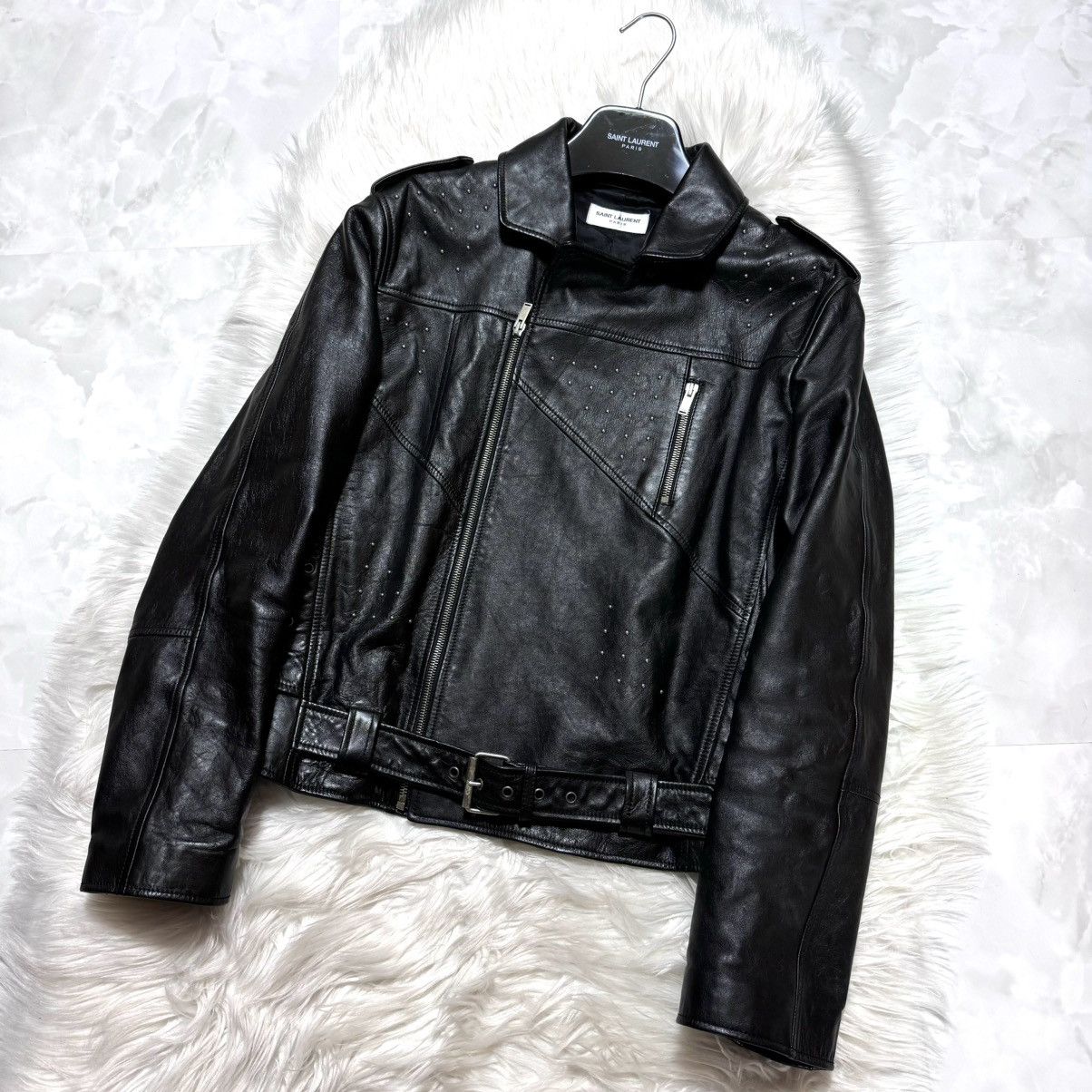 Saint Laurent Paris Saint Laurent Paris, dot studs, cropped leather Jacket Size US M / EU 48-50 / 2 - 6 Thumbnail