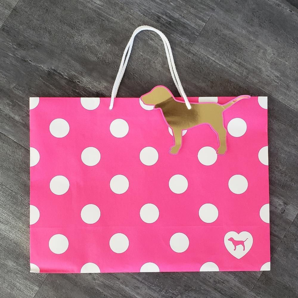 Designer Pink White Polka Dot VS Storage L Tote Size ONE SIZE - 1 Thumbnail