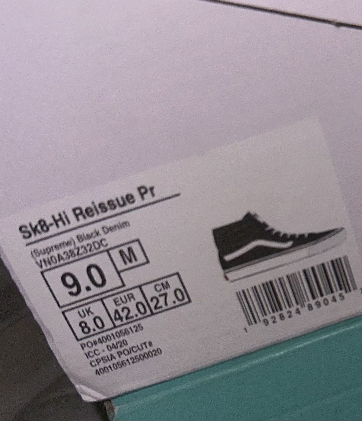 Supreme × Vans VANS X SUPREME “Sk8-Hi Reissue” Black Denim Shoes *Deadstock Size US 9 / EU 42 - 7 Thumbnail