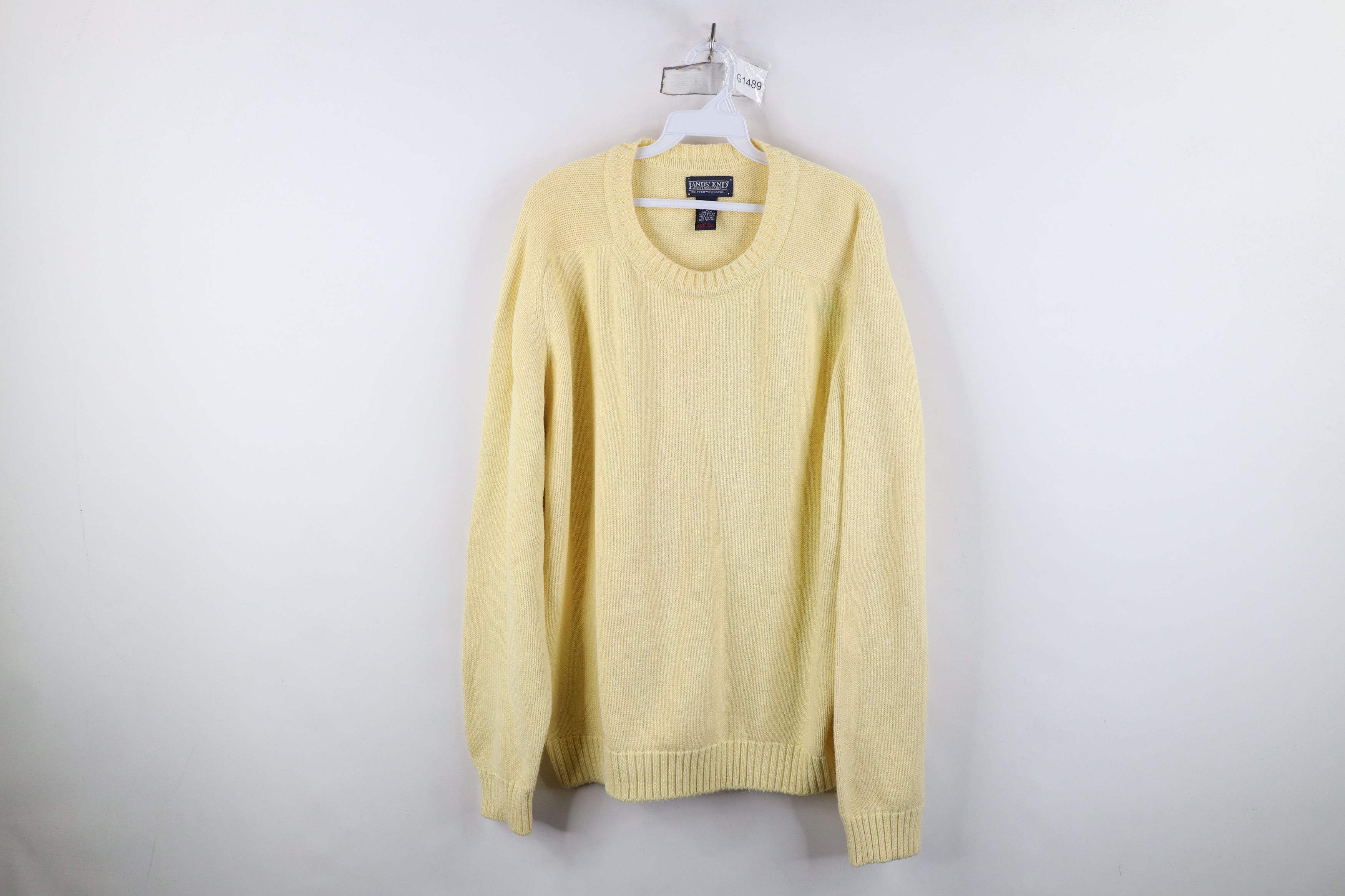 Lands' End Vintage 90s Lands End Knit Crewneck Sweater Yellow USA Size US L / EU 52-54 / 3 - 1 Thumbnail