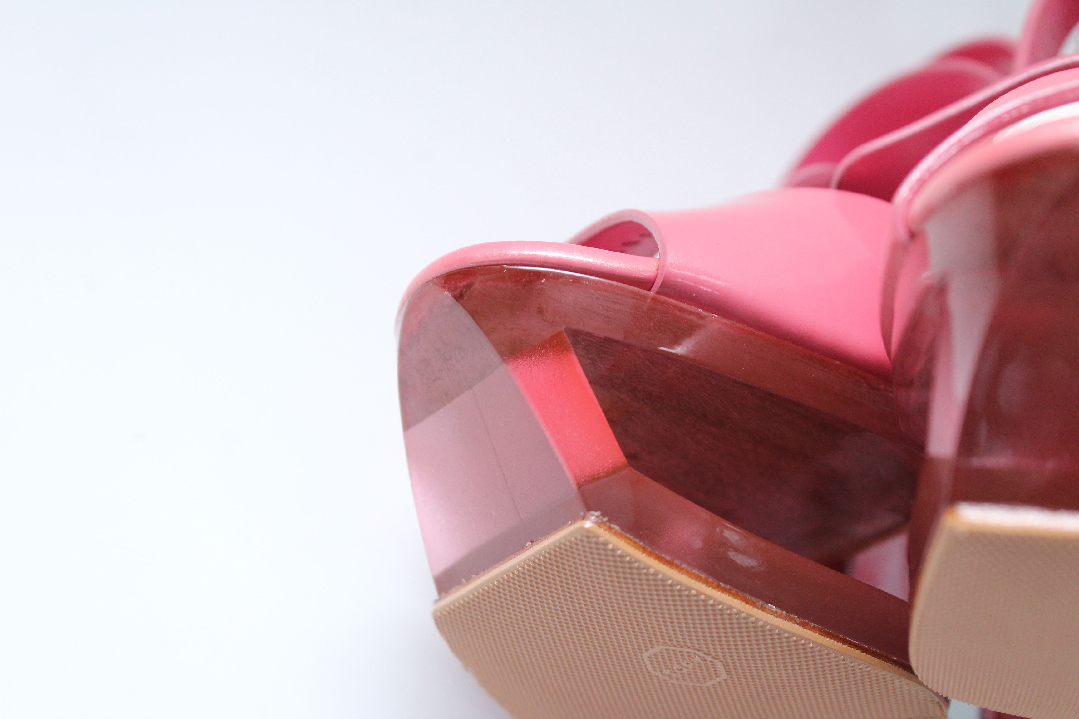 Casadei Casadei Pink Leather Platform Sandals Plexiglass Heel 37 Size US 7 / IT 37 - 10 Thumbnail
